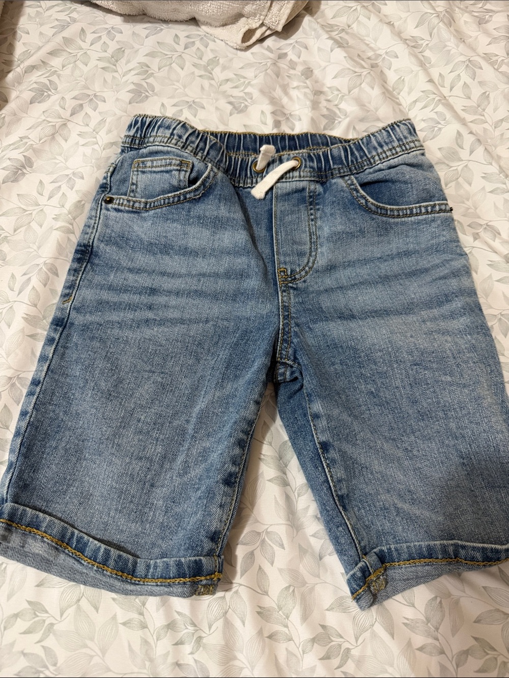 Cat & Jack Light Blue Denim Shorts with White Drawstring